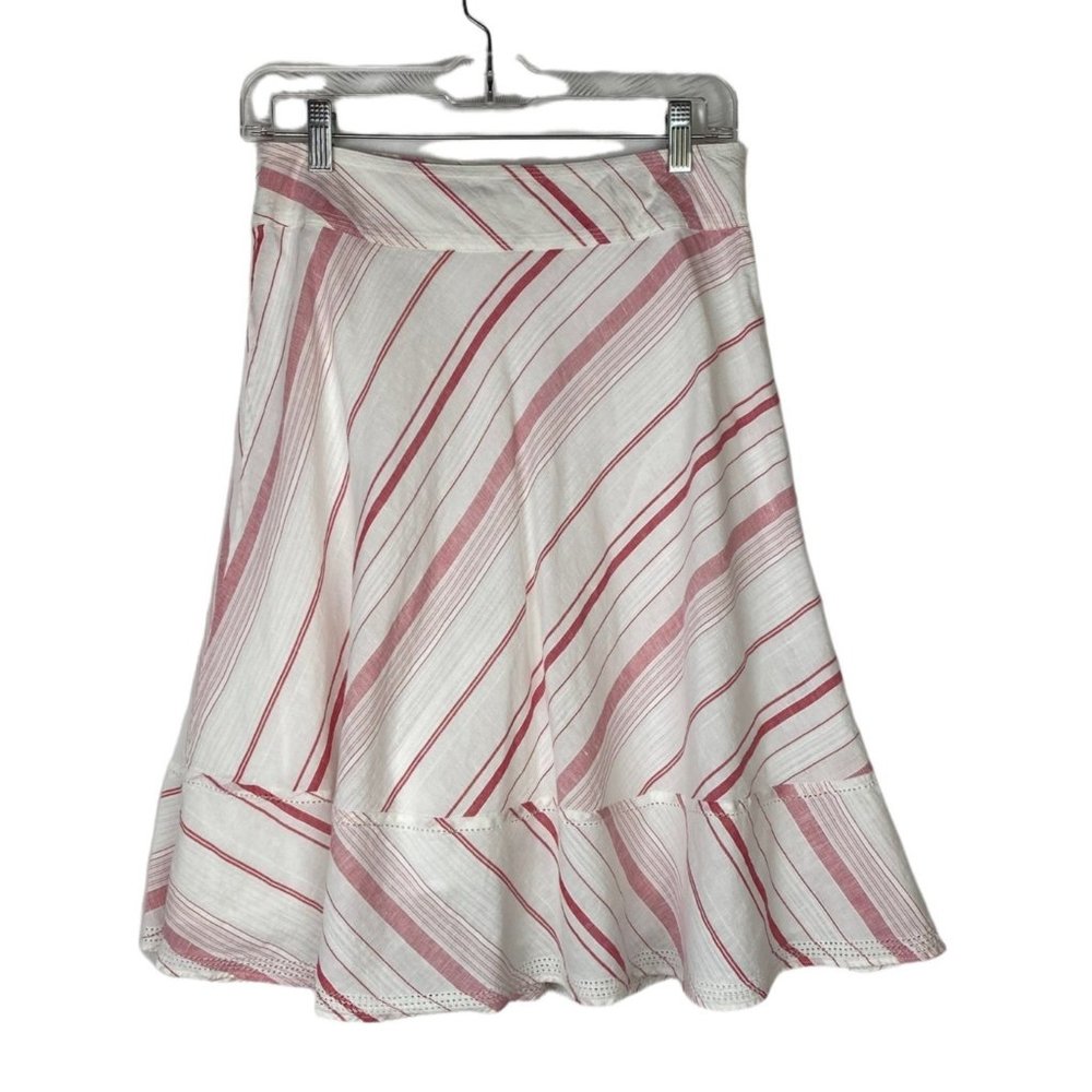 Banana Republic Women's Skirt White Strawbery Flared Bottom Eyelet Trim Size 4